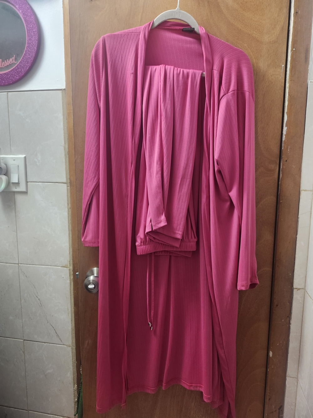 Bright Pink Duster Two-Piece Lounge Set
